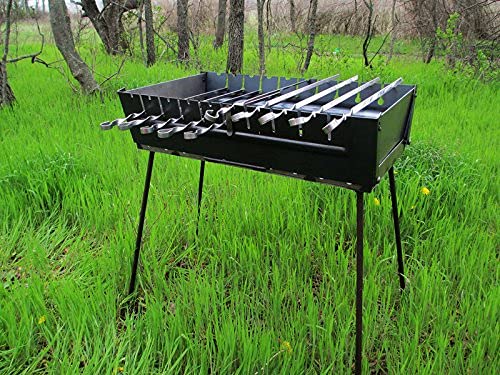 Rushnichok Brazier case Schaschlik Grill Mangal Höhenverstellbar BBQ MEGA ШАШЛЫК 10 Skewer