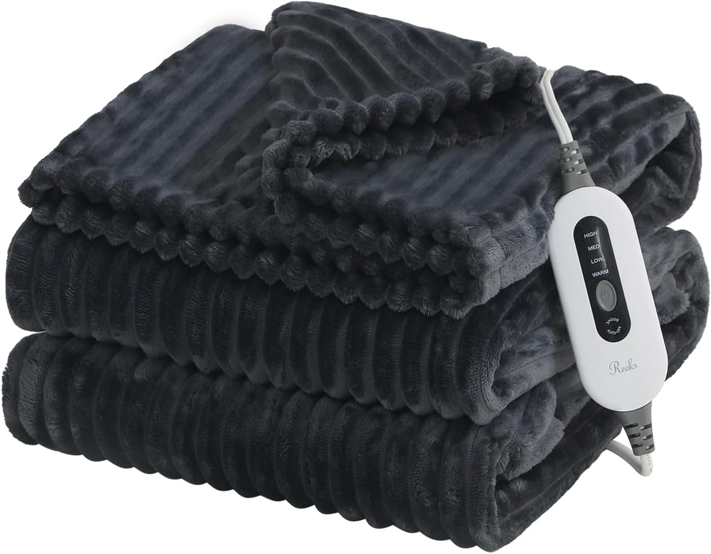 Reaks Heated Blanket Throw, Dark Grey