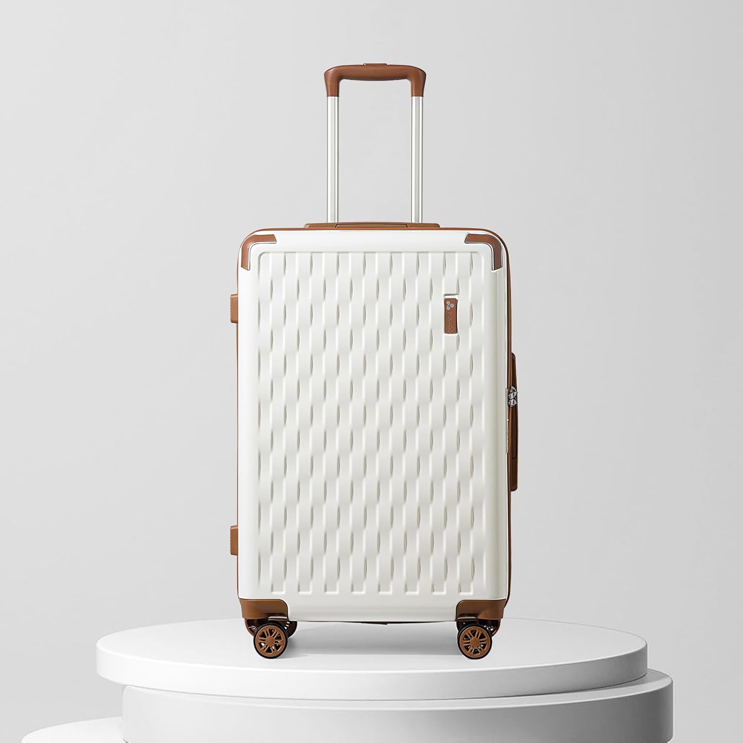 Somago Luggage Sets Hardside PC ABS Lightweight Suitcase with a Cosmetic Case Spinner Wheels TSA Lock YKK Zipper Corner Protection Ice Crackle (White, Carry-on 2 pcs(13/20in))