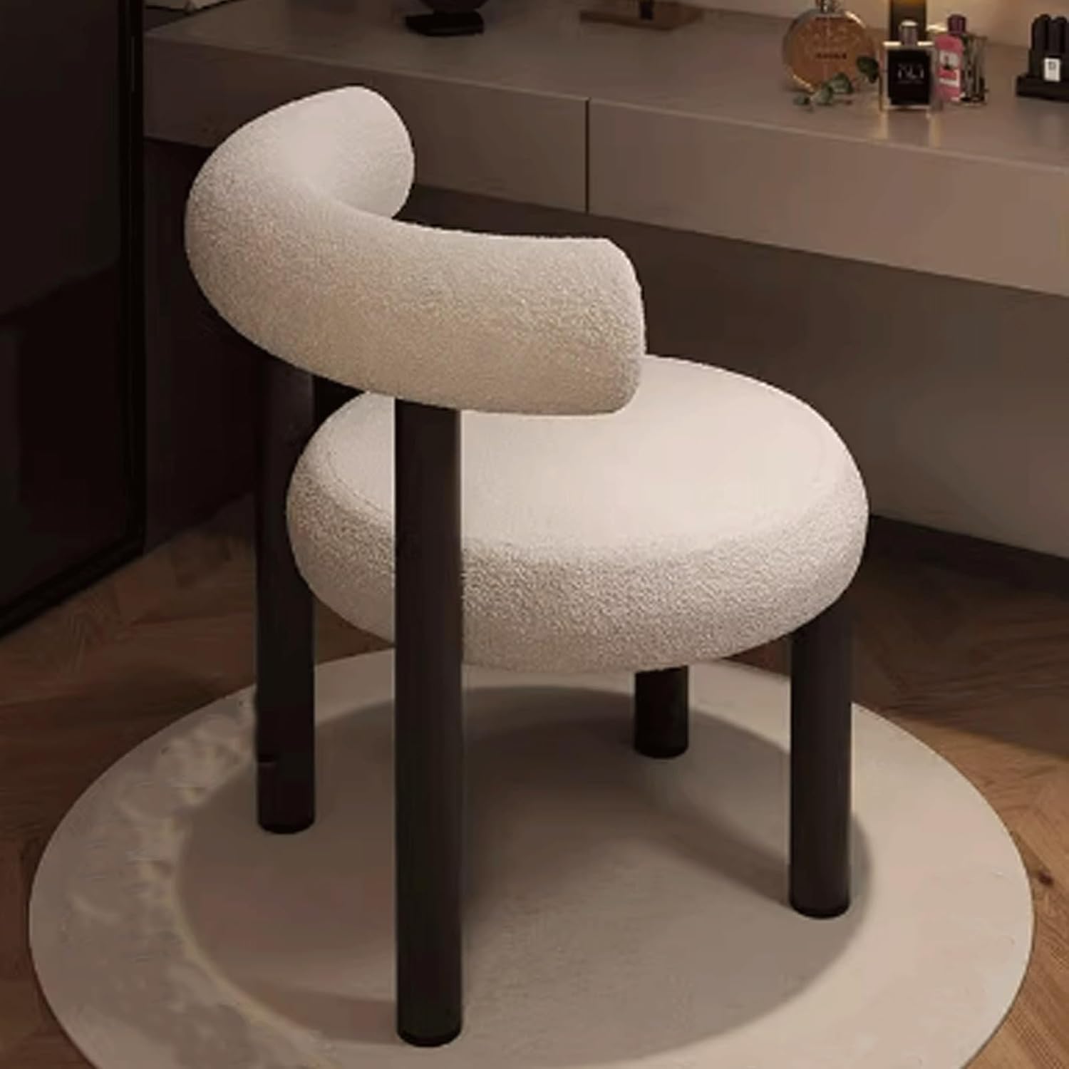 Makeup Chair with Back for Vanity Modern Makeup Chairs No Wheels for Bedroom Made of Metal+Sponge, Desk Chair Side Chair Accent Chair 34 * 34 * 78cm 6 Colors (White+Black)