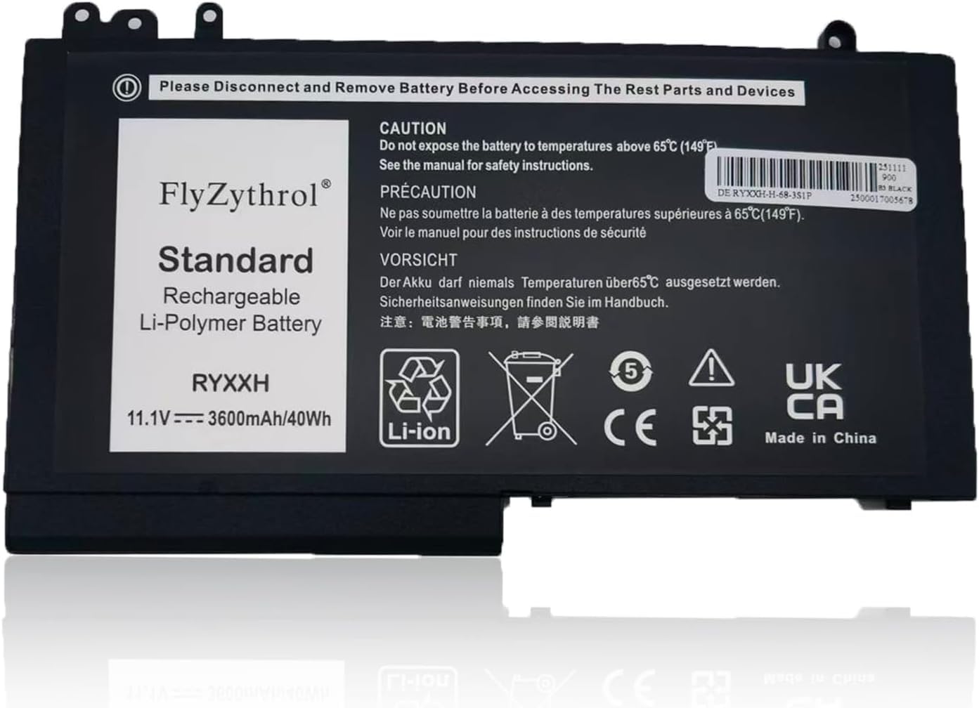 11.1V 40Wh RYXXH Batteria compatibile con Dell Latitude 12 5250