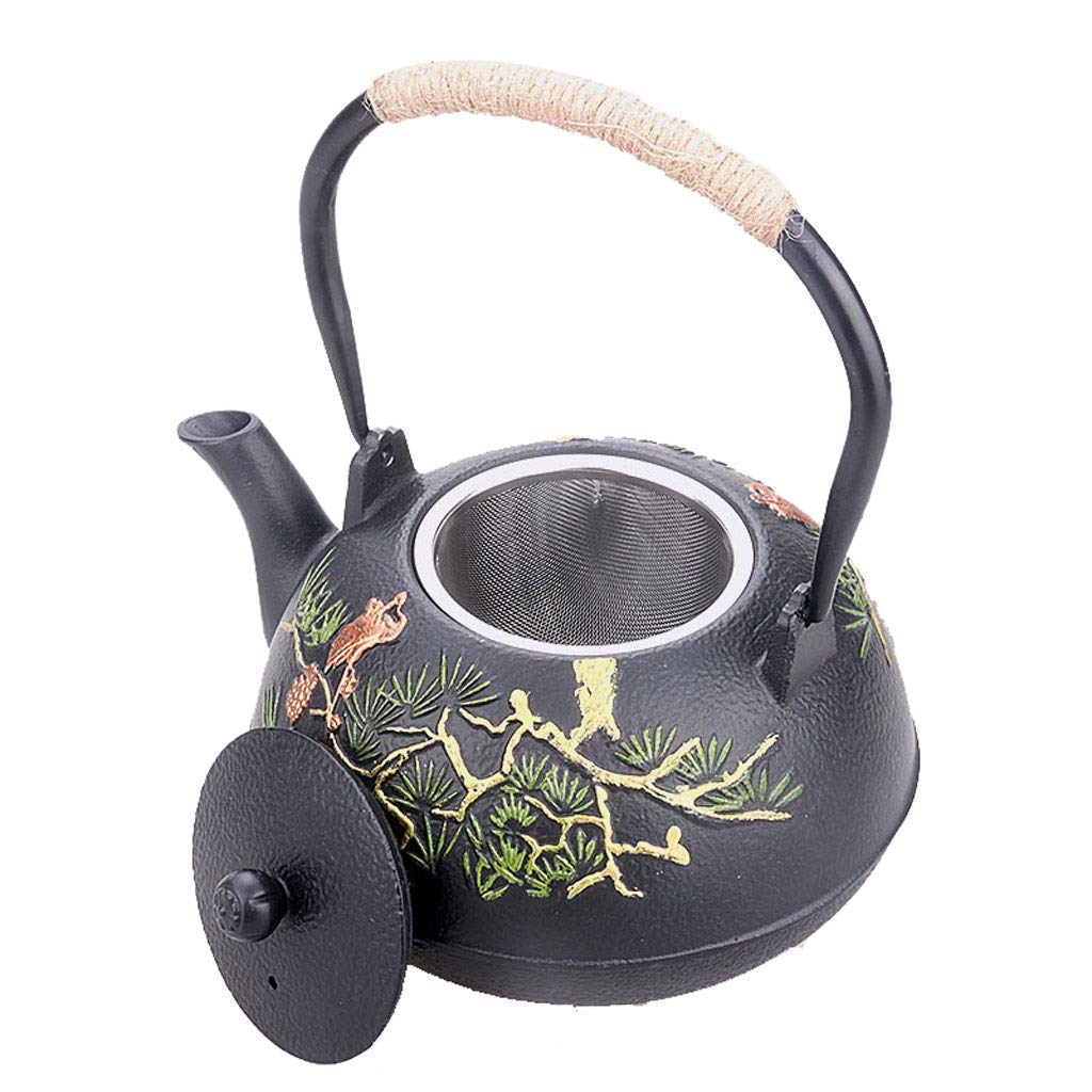 JHSHENGSHI Cast Iron Kettle with Iron Handle Beam Equipped Anti-scalding Rope Japanese Style Crafted Cast Iron Kettle Southern Old Iron Bottle