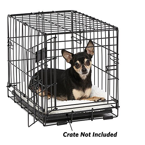 MidWest Bolster Pet Bed for Dogs & Cats 18LInch White Fleece Dog Bed or Cat Bed w/ Comfortable