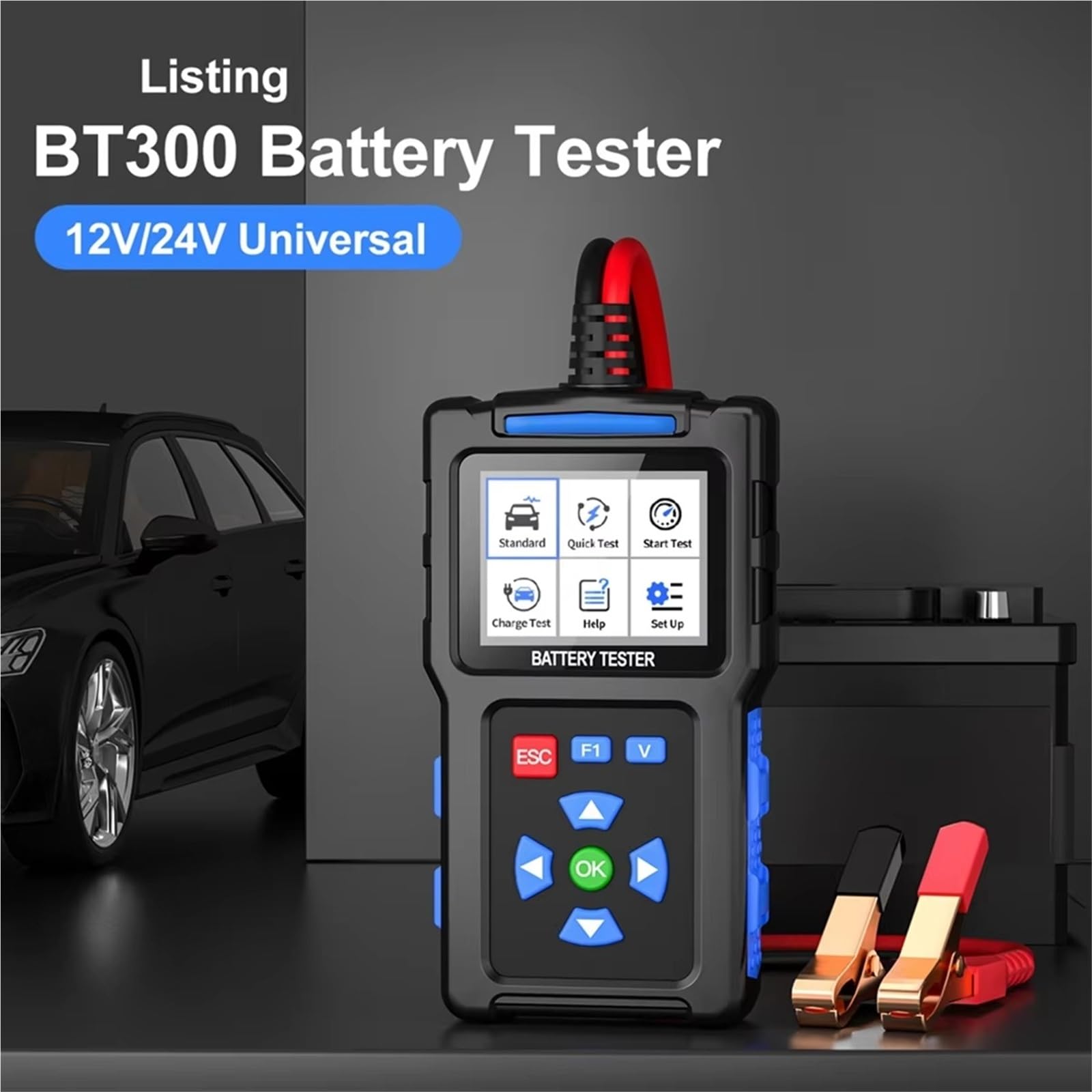 Tester baterii, Tester akumulatora samochodowego 12V/24V Analizator 20-2000 CCA Diagnostyka usterek