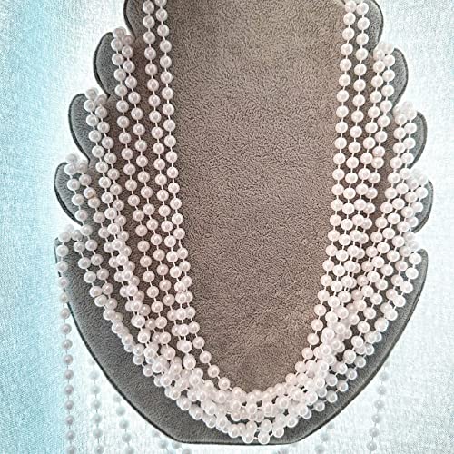 24pc 6mm Pearl Necklaces Bulk Faux Pearl Strand White Bead Necklace for 1920s Tea Party Bridal Shower Masquerade Flapper Party2