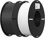 Creality 2kg Black & White PLA 1.75mm Filament Bundle for 3D Printing with No-Tangling Strong Bonding and Overhang Performance, Accuracy +/- 0.02mm
