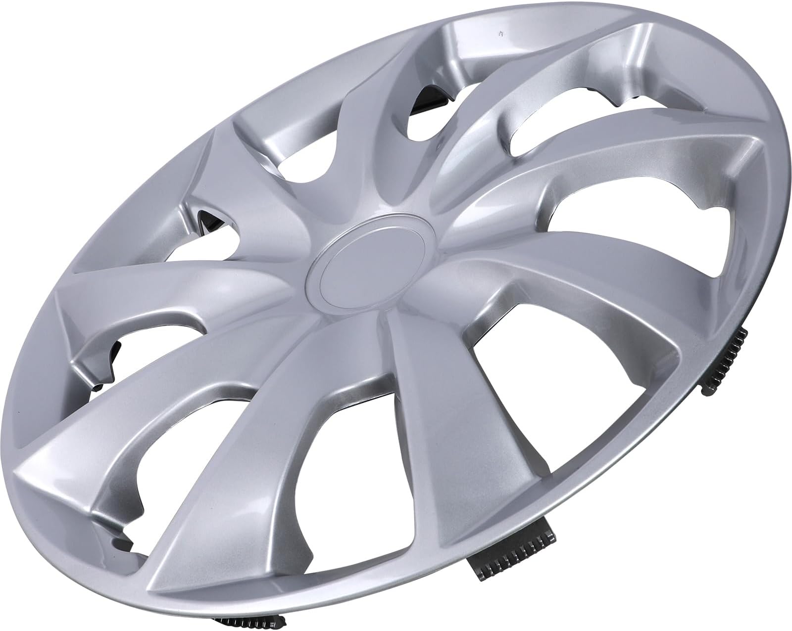 14" Premium Universal Wheel Rim Covers – Set of 4 Silver Lacquer Hubcaps,ABS&PC Material Hub Protection Accessory,Snap-on Replacement Caps for Car,Pickup Truck,SUV - 14 Inch Silver Lacquer