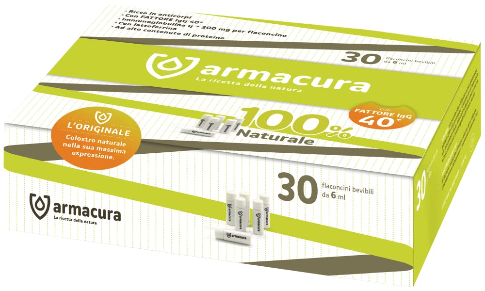 Colostrum 30 Flaconcini Bevibili - Alimento a Base di Colostro al 100% - Senza Lattosio - 1 Flaconcino al Giorno