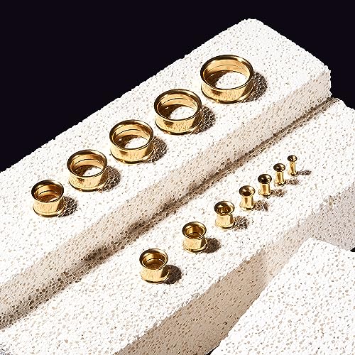 Longbeauty 6er Set/3-Farben Edelstahl Flesh Tunnel Set Schraubverschluss Ohr Expander Ohrplugs Stil A 10mm