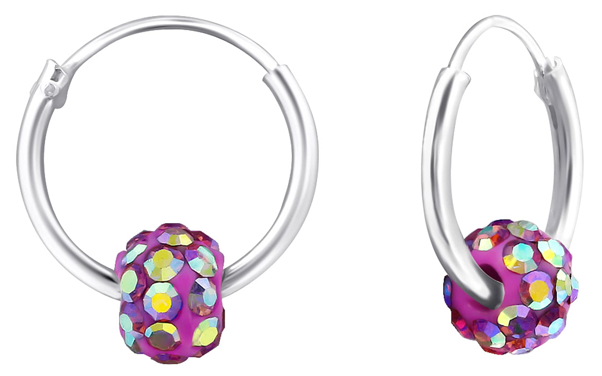 Aww So Cute 92.5-925 Sterling Silver Crystal Ball Hoop Earrings for Kids Girls Pure Silver (ER1321) (B09FY79FXW) Amazon Price History, Amazon Price Tracker