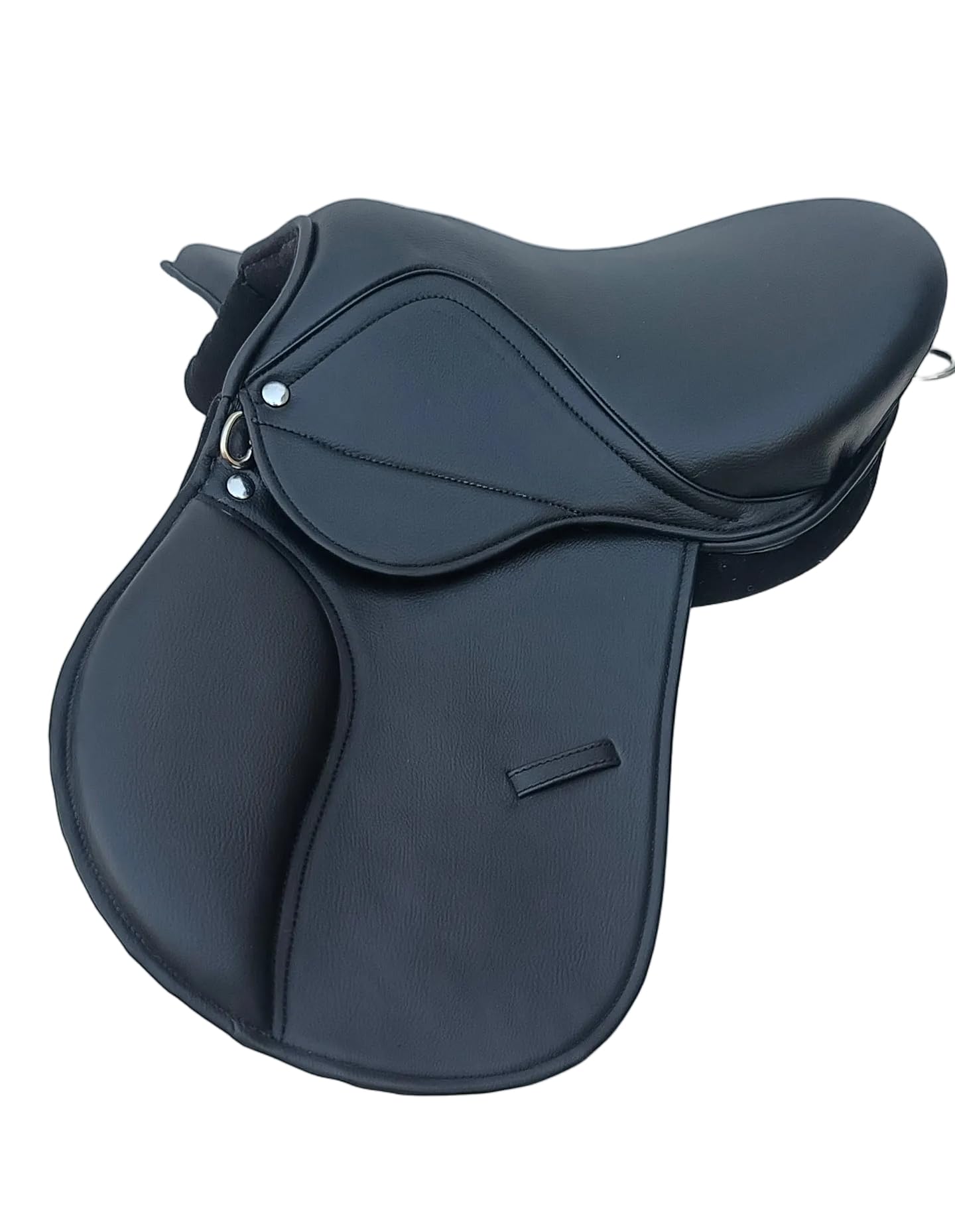 Synthetic Leather Treeless Horse Saddle Lightweight Durable All Purpose Riding Saddle Black 14 Inch Seat