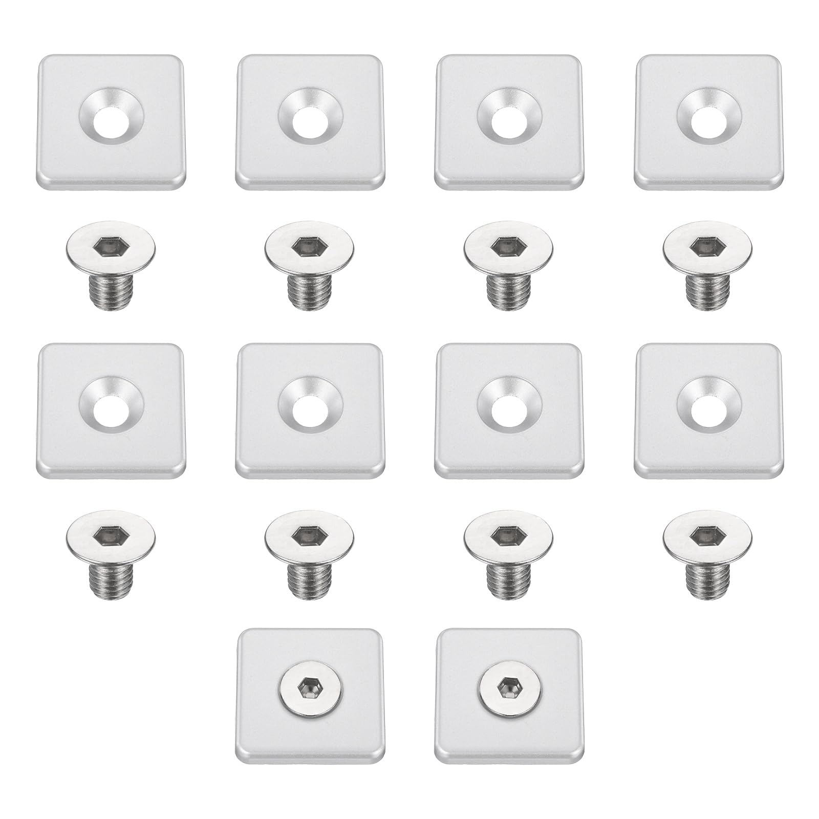 sourcing map 10Pcs Profile End Cap, Zinc Alloy 4040 Series EU Standard T-Slot Aluminum Extrusion End Cap Bracket with Screws for Storage Rack, Silver