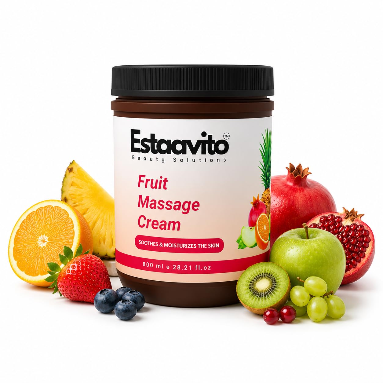 ESTAVITO Fruit All Purpose Cream 800ml (For Body Massage | Face Massage | Pedicure | Manicure) Complete Nourishment-picture-44