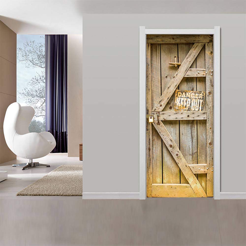 Sticker de porte trompe l'oeil papier peint escaliers