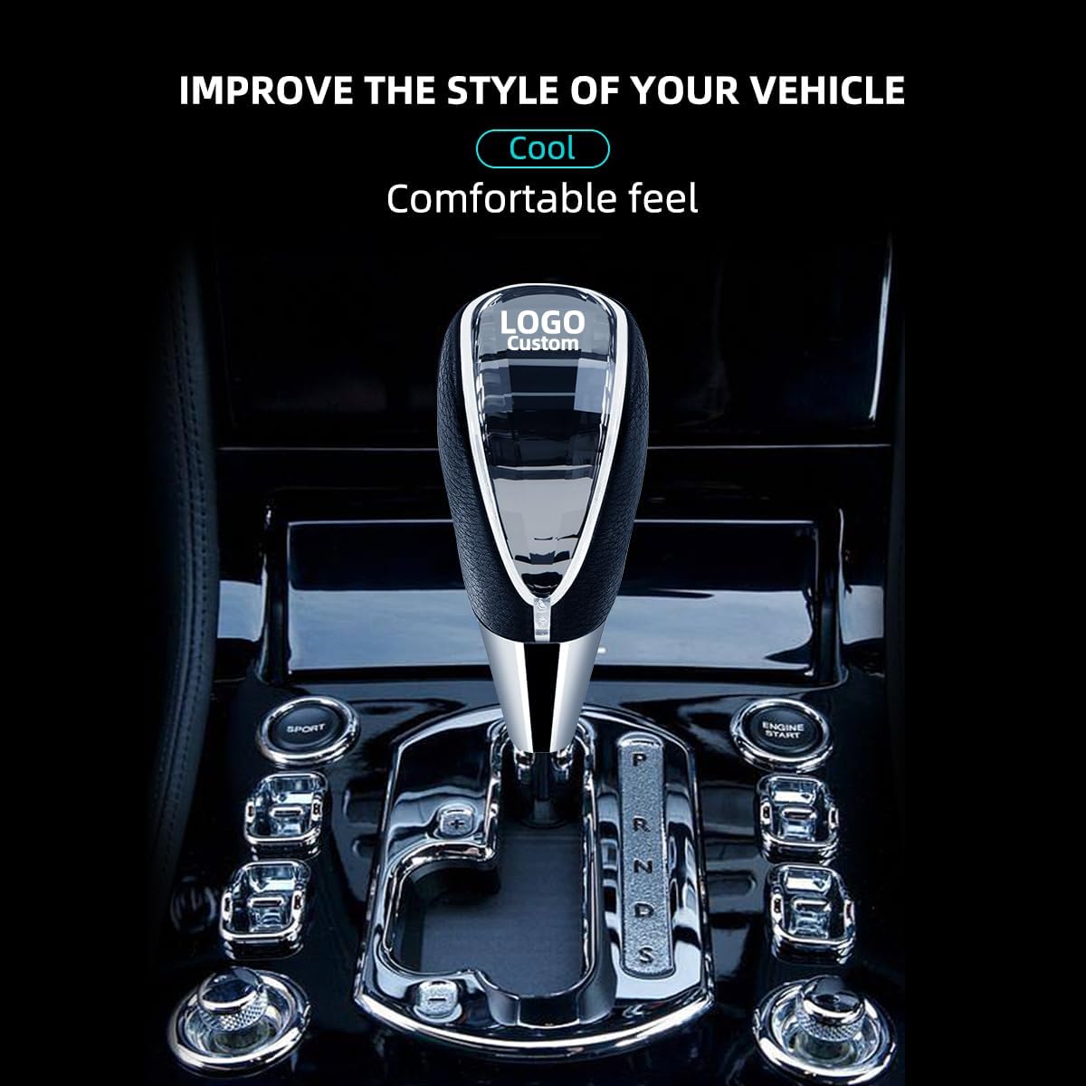 Custom LED Crystal Car Shift Knob - Personalized LED Gear Shift Knob with 7 Light Colors, Universal 8/10/12MM Hole, for Cars Without Button Shifter Knobs (Custom Logo)