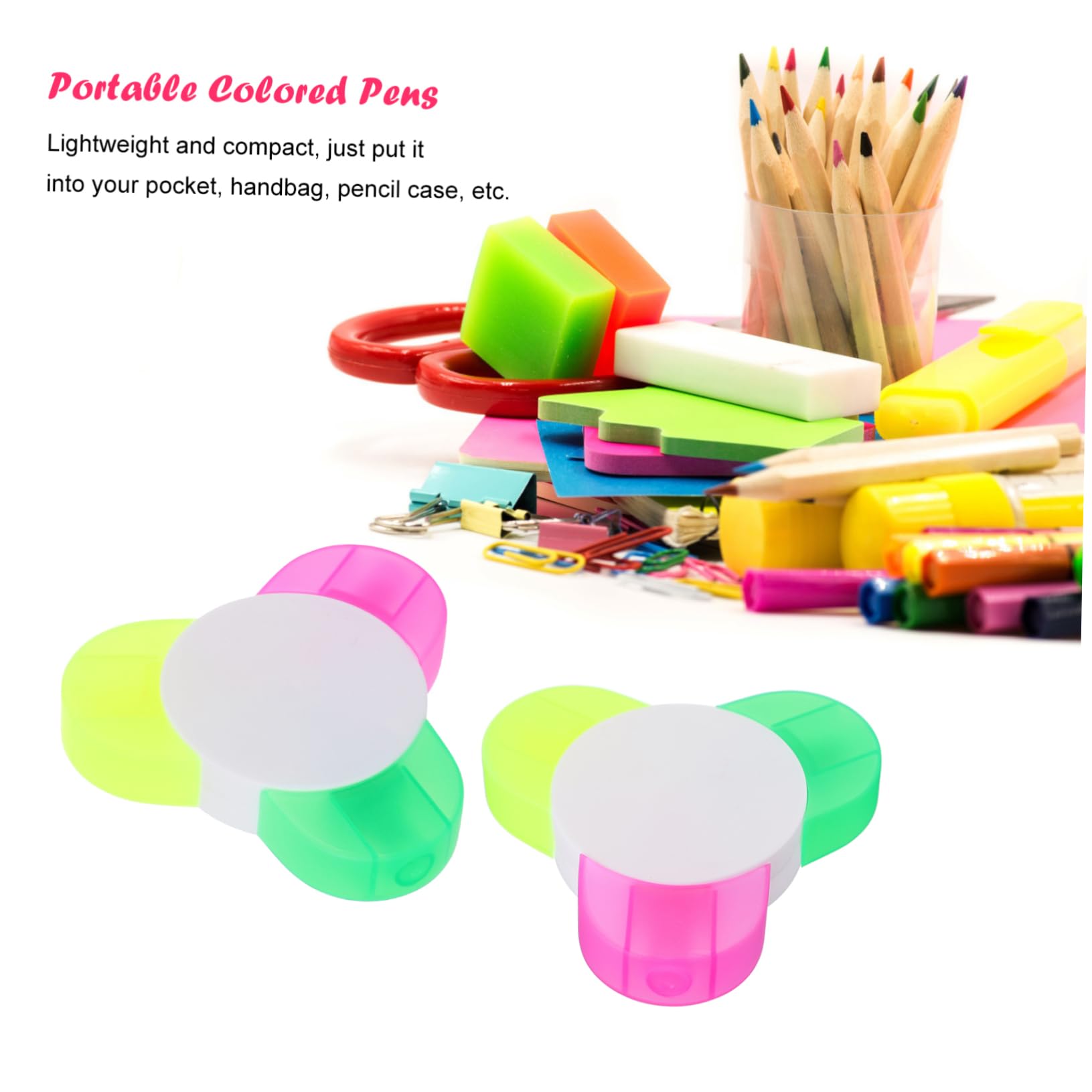 HOMSFOU 3 Set Evidenziatori Fluorescenti Colorati Per Scuola E Ufficio Leggeri E Compatti Per Creatività 5 Pezzi * 3