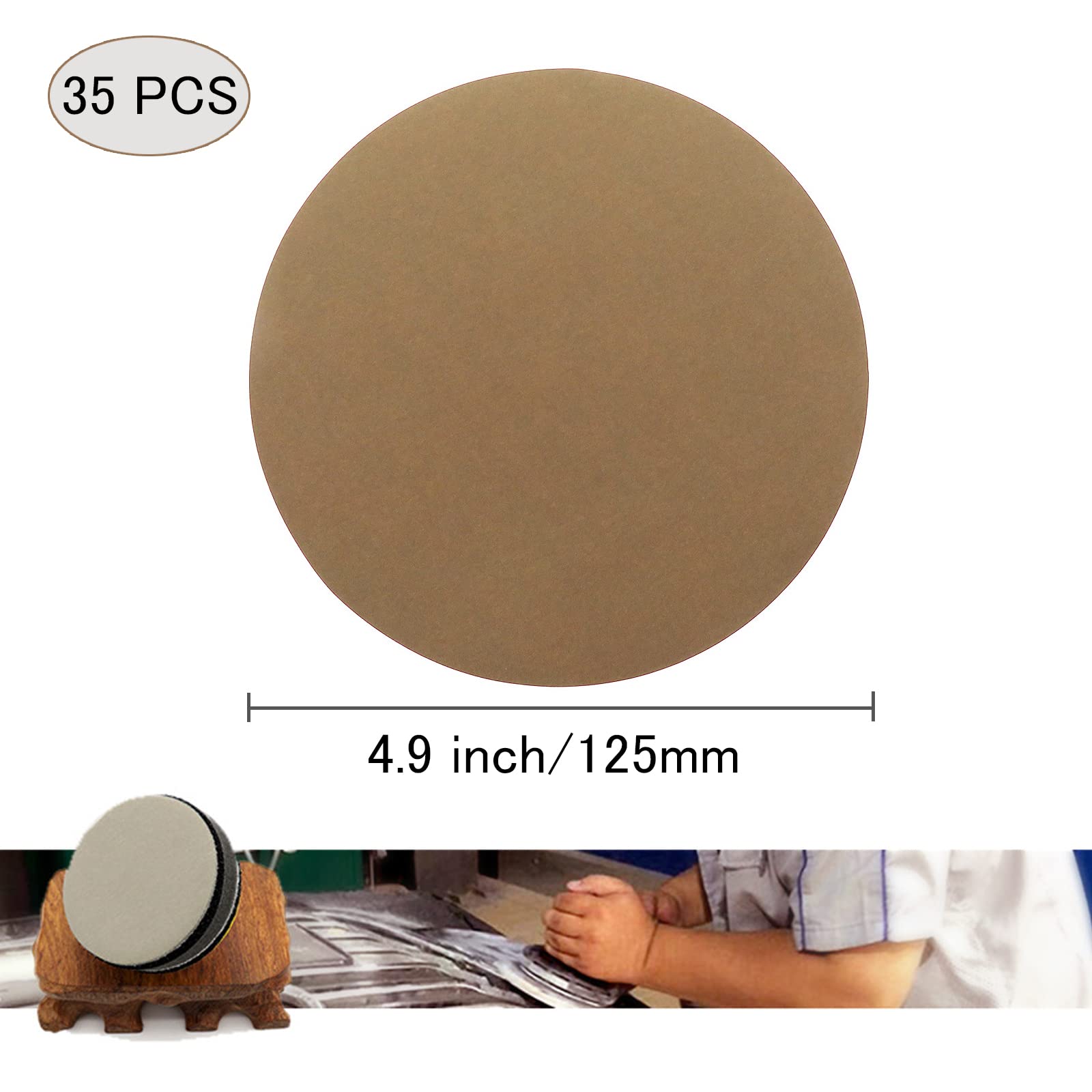 Lijas 125mm 35 piezas Lijas para Lijadora Papel de Lija 2000/2500/3000/4000/5000/7000/1000 Granos Papel Abrasivo Autoadhesivos para Lijadora Excéntrica Pulir Coche Disco Radial Madera