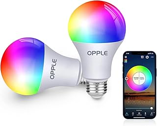 OPPLE Smart Light Bulbs, 60W Equivalent WiFi Bluetooth Dimmable LED RGB Light Bulbs, Full Color Changing Smart Light Bulb ...
