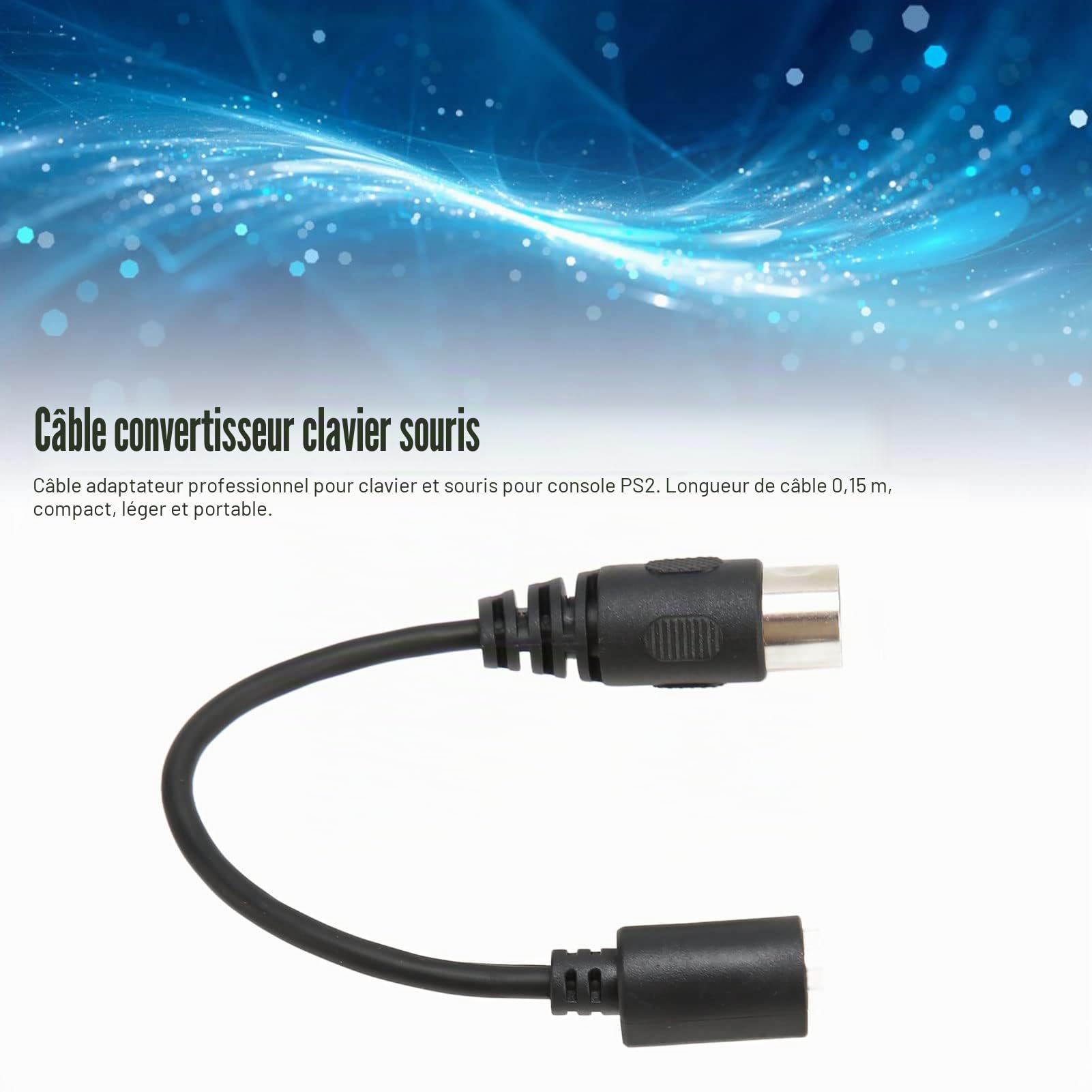 Câble Adaptateur Clavier vers Souris pour Console DIN 5 Broches Mâle vers Mini DIN 6 Broches Femelle Câble de Convertisseur de Clavier, 15,2 Cm