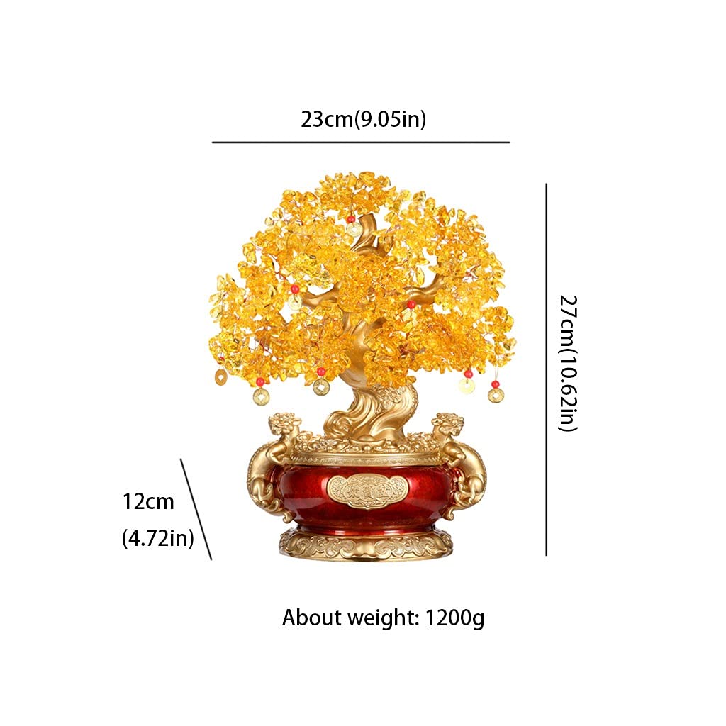 sdneNest Albero di cristallo giallo albero della fortuna albero della fortuna decorazione casa ufficio cristallo albero della fortuna Feng Shui albero fortunato albero denaro albero 27,6/32,9/41,92 cm