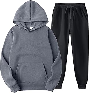 DDDHL Ternos para homens altos combinando de duas peças com capuz e bolso com capuz e calça suéter conjunto de calças, D, XXG