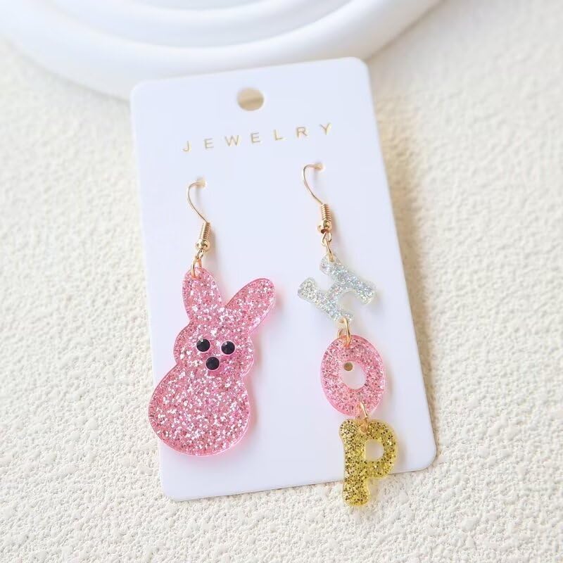 Easter Dangle Earrings Cute Funny Acrylic Colorful Glitter Rabbit Egg Bunny Sparkle Spring Earrings For Women Fashion Holiday Happy Easter Jewelry Gift - Image 4