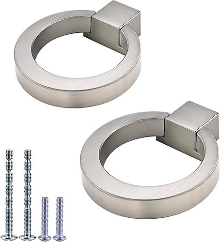 Pomos de gabinete, aleación de zinc, tirador de anillo de cajón de latón cepillado redondo para gabinete de cocina, perilla de cajón de puerta disponible en Yaxa Guatemala