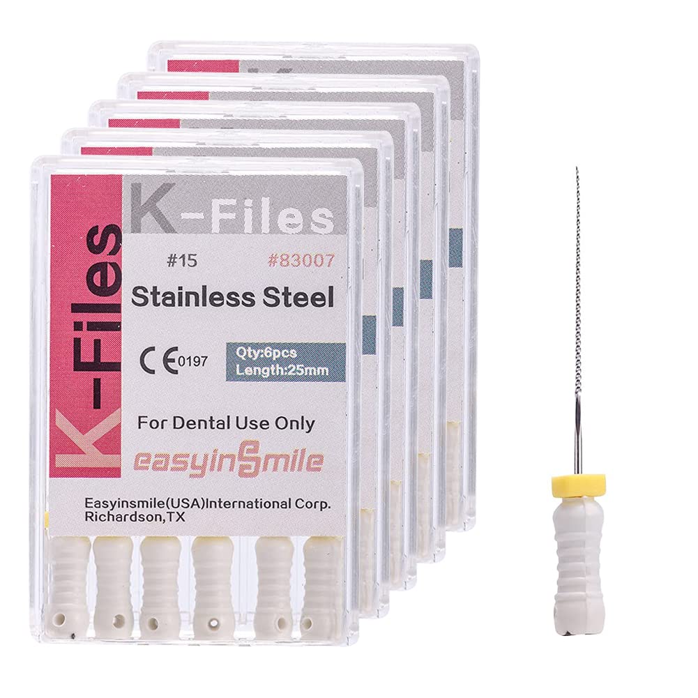 Dental 5 Boxes Endodontic Root Canal Hand K Files Stainless Steel Endo Root Canal Files (15#)