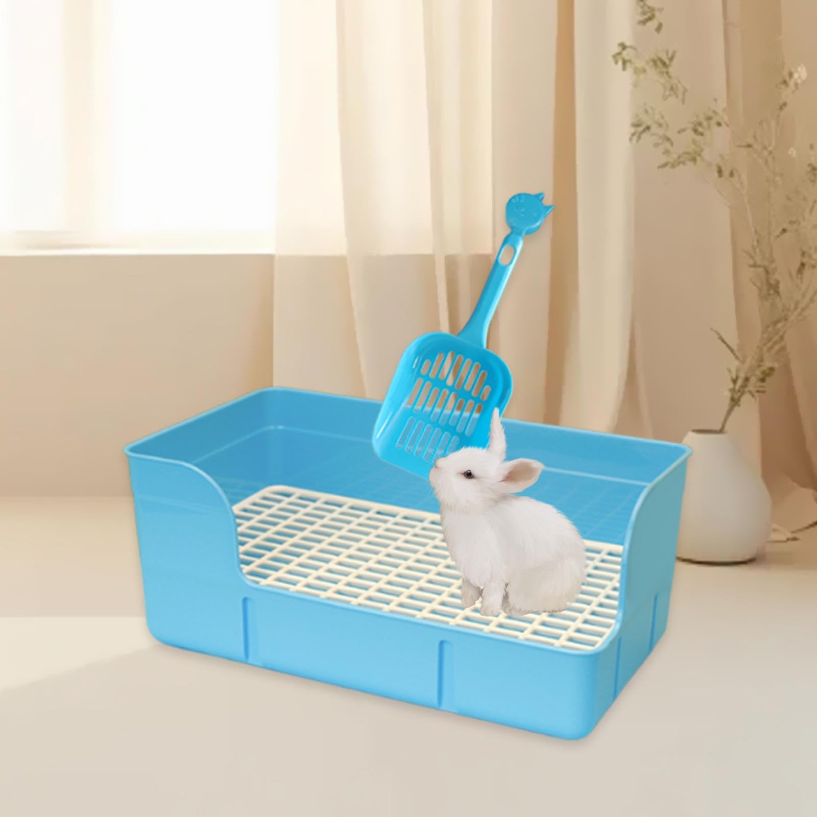 perfk Lettiera per Conigli per Gabbia, Toilette per Animali Domestici, Accessori per Il Bagno degli Animali, Anti-Schizzi, Piccoli Animali, furetti, vasino, Blu