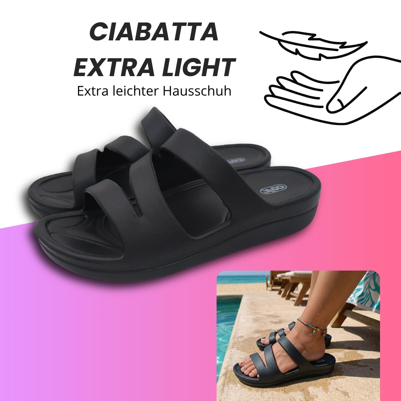 Ritmo Ciabatte Donna Estive in Gomma EVA, Sandali Slide Platform con Sottopiede Massaggiante per Mare Piscina Casa Doccia - 4