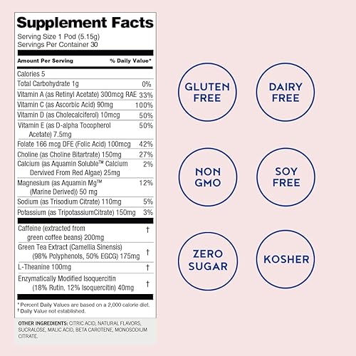 Miniatura 7 de Vitapod Energy+ Orange Rest  Mezcla saludable de bebidas energéticas de cafeína  30 cápsulas  Electrolitos, antioxidantes, vitamina D, A, E, C