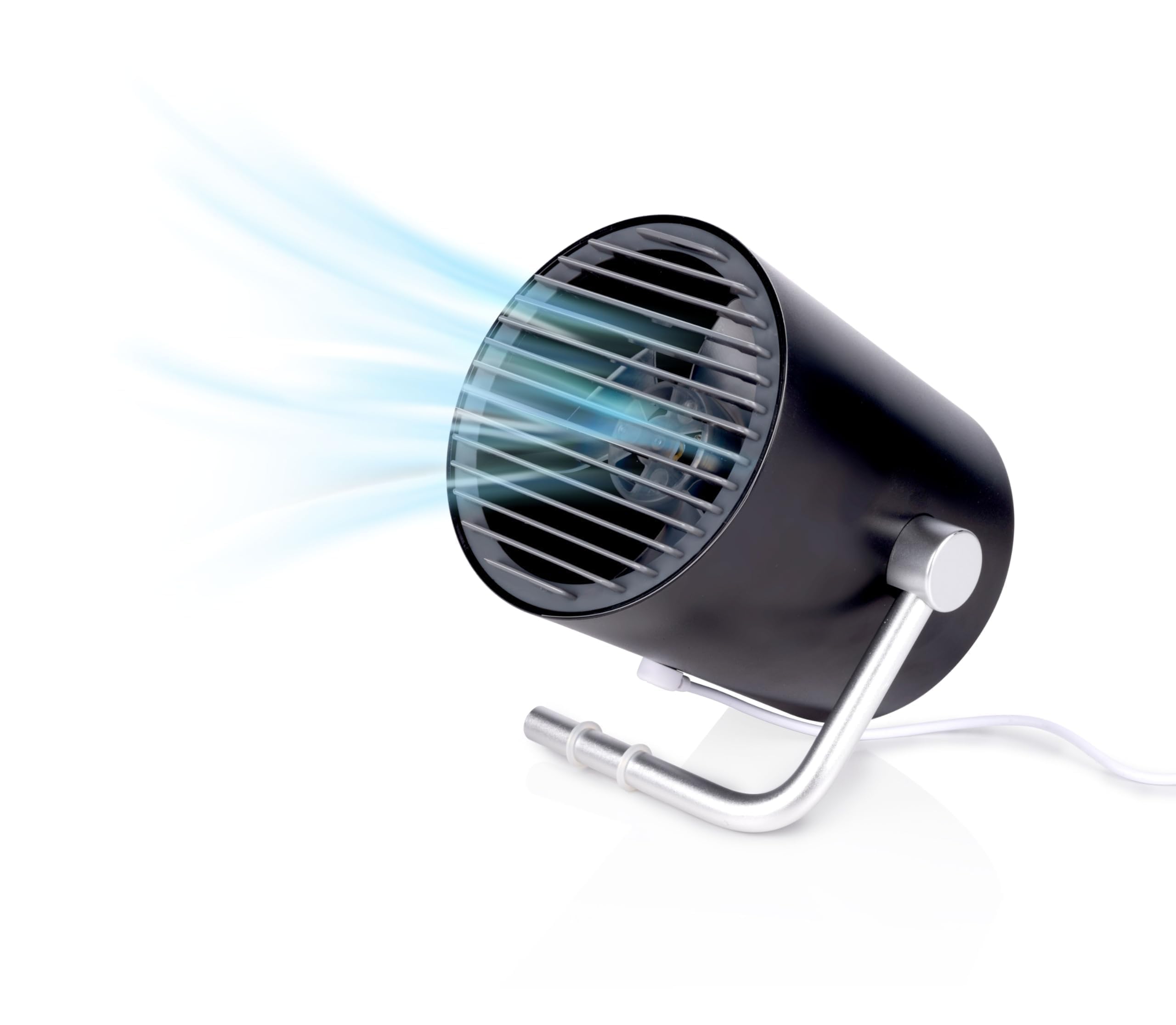 Lifetime Air Mini USB Table Fan demonstrating adjustable tilt feature.