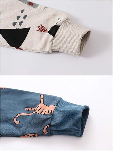 Miniatura 4 de Sudadera de cuello redondo para niños pequeños varones, suéter de algodón de manga larga con estampado de dibujos animados