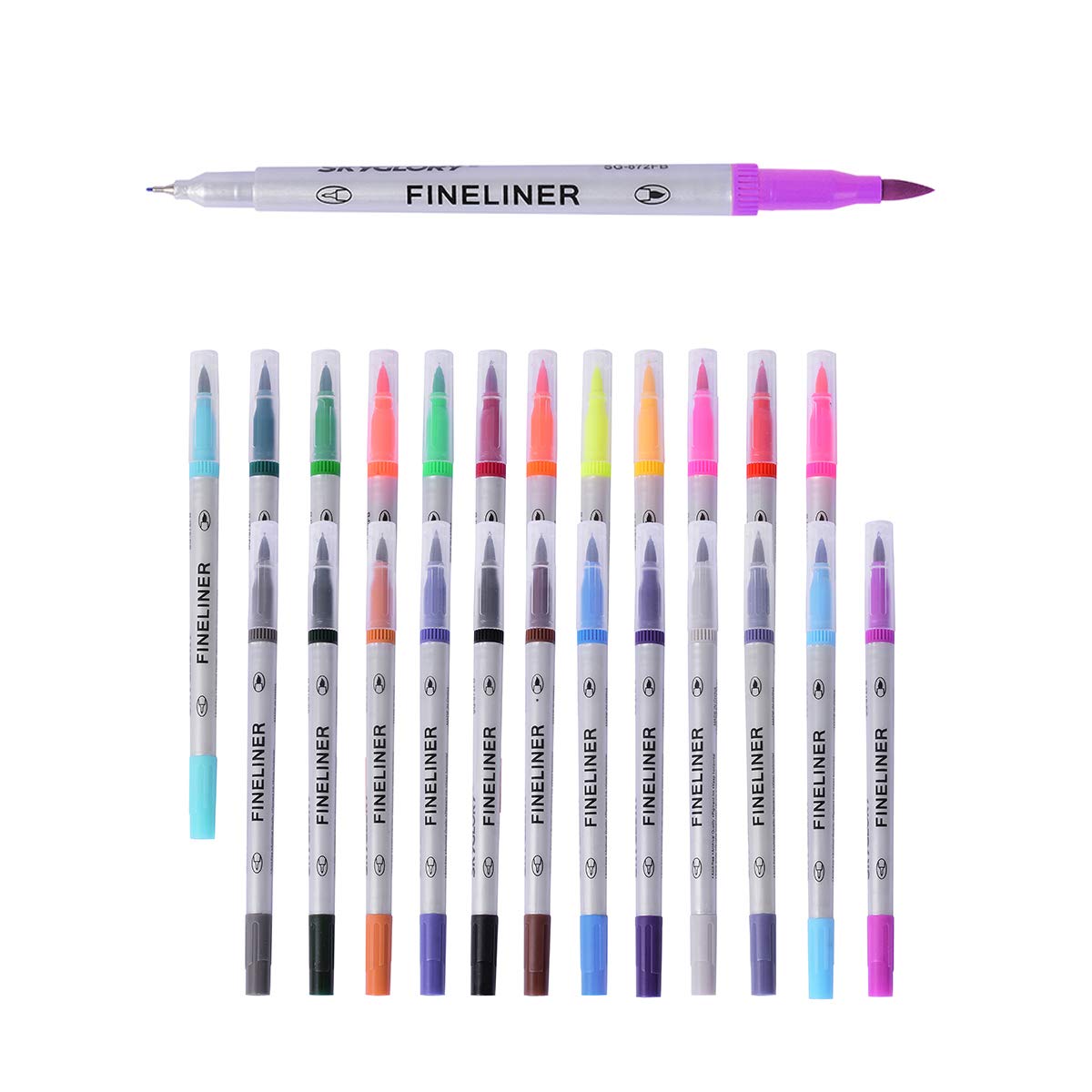 Buy 24 Colors No Bleed Through Art Markers, Dual Tips Coloring Brush