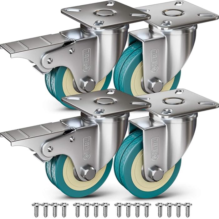 Buy GBL Castor Wheels 50mm + Screws 200KG 4 Moving Caster Wheels with Brake Heavy Duty