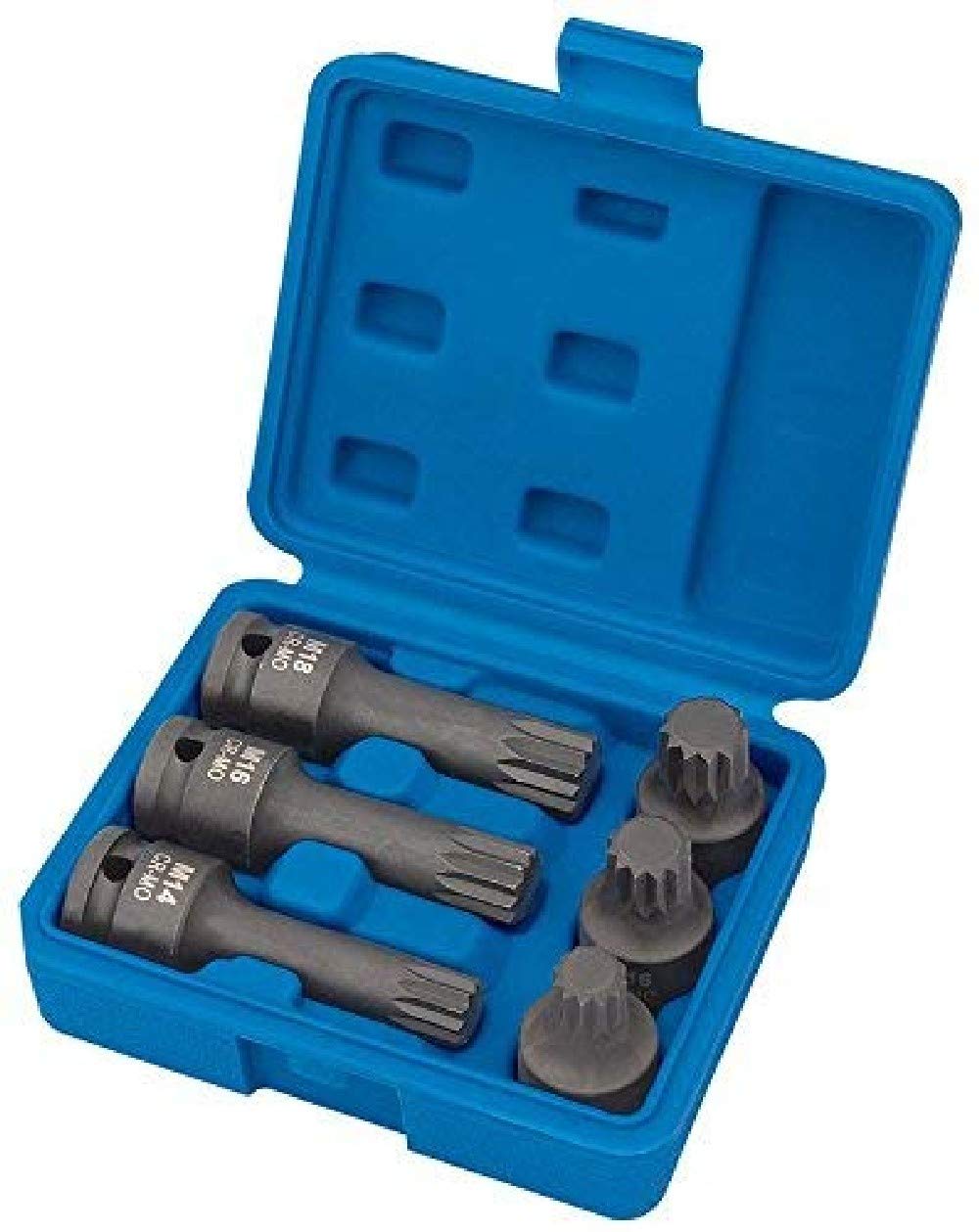 Draper Expert 28881 1/2"" Square Drive Impact Spline Bit Set (6 Piece)