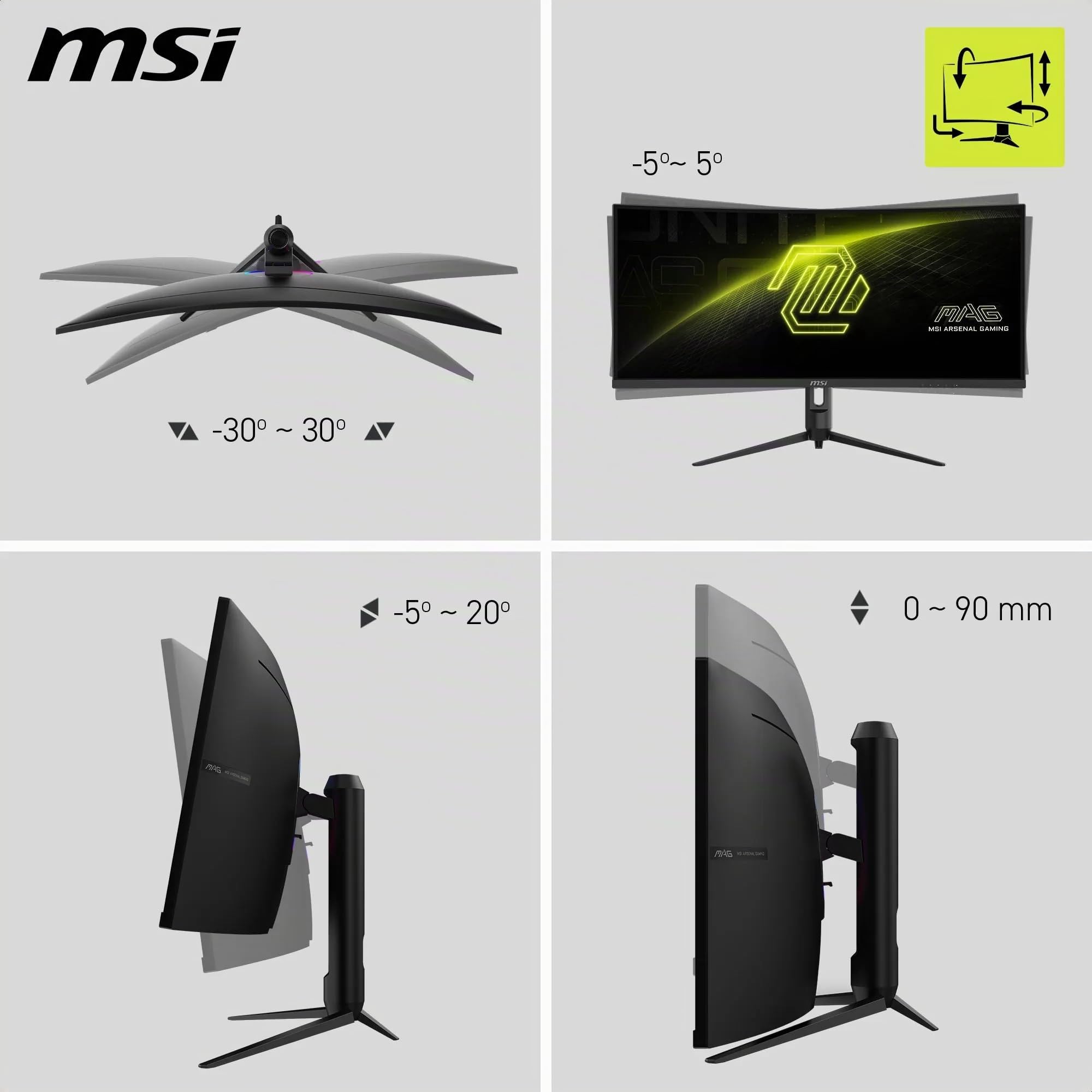 "monitor Da Gioco Curvo - Msi - 34"" - Wqhd - 180hz - Pannello Va - 1ms - Mag342cqr E2"
