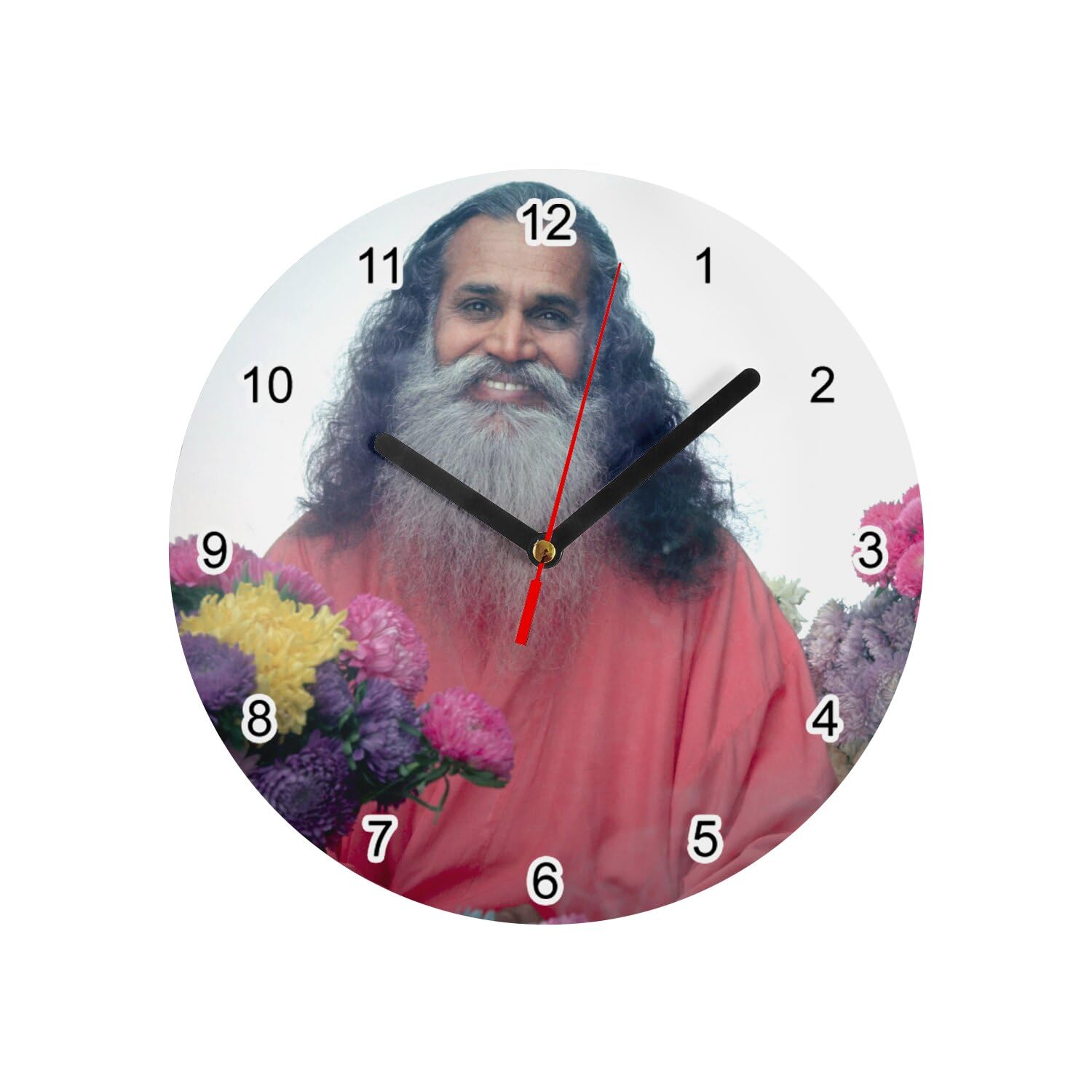 Horloge murale Swami Satchidananda en verre, cadeau spirituel