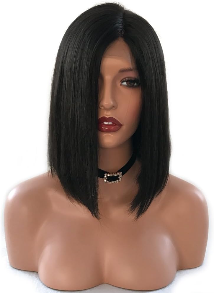 Malaysian Virgin Hair Unprocessed Grade 9A Side Part Lace Front Human Hair Wigs Short Blunt Cut Bob Wigs For Black Women 12inch