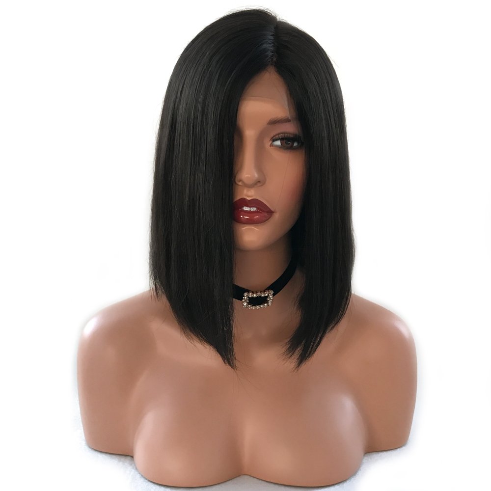 Malaysian Virgin Hair Unprocessed Grade 9A Side Part Lace Front Human Hair Wigs Short Blunt Cut Bob Wigs For Black Women 12inch