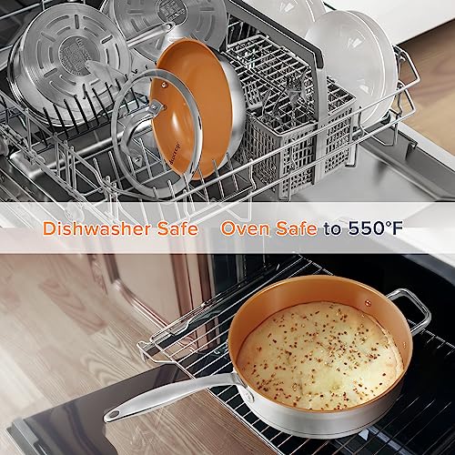 Duxtop 17Pc Professional Stainless Steel Induction Cookware Set, Stainless Steel Ceramic Nonstick Pan Set, Impact-Bonded Technology, Fusion Titanium Reinforced Ceramic Coating, Copper #TOP4