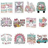 12 Pcs Easter Day Bunny Iron on Decals Iron on Patches for Clothing, Egg/Gnome Heat Transfer Stickers Iron on Easter Patterns for T-Shirts Pillow Cover Hoody Bag Decorations