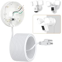 2in1 Power Adapter and Floodlight Cam Plug-in Mount Compatible with Wyze Floodlight Cameras v2/Pro/v1, Electrical Box with 20ft Weather-Resistant Outdoor Charging Cable, No Junction Box Required-White