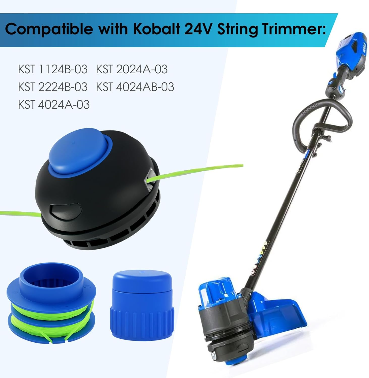 KLS124-03 Replacement Trimmer Head Compatible with Kobalt 24V KST 2224B-03 KST1124B-03 KST 2024A-03 KST 4024A-03 KST 4024AB-03 (Item#1504979 1137837 3488480) String Trimmer