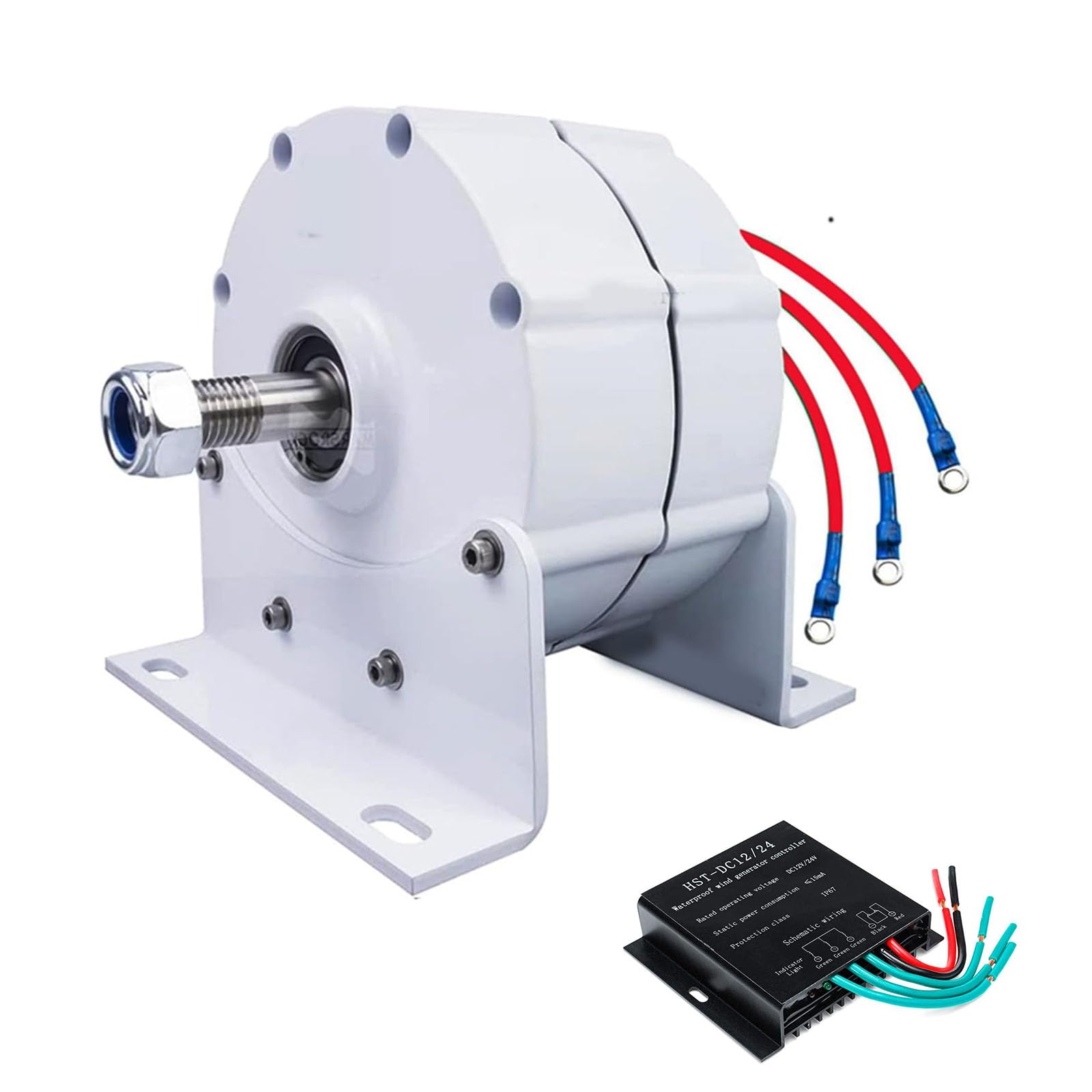 HYZHANHONG Wind Turbine Generator,6000W-8000W Portable 220V 48V 24V 12V Gearless Permanent Magnet AC Alternators Suitable for Hydraulic/Wind Power(With Base),24v