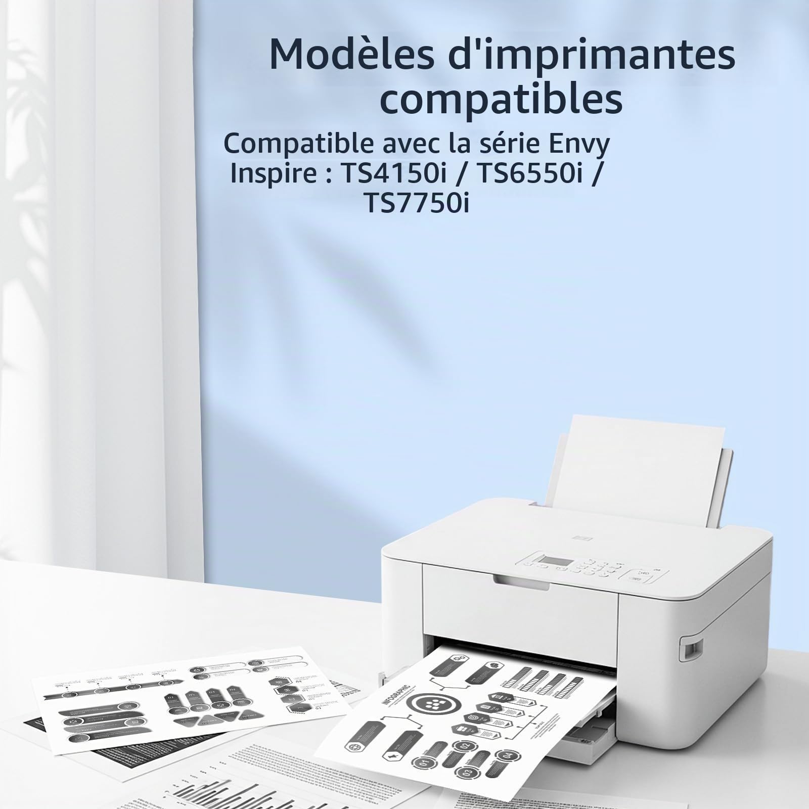 ECOINKO Encre PG-595XL - 1360+ Pages, Remplacement pour Cartouche Canon 595 Origine, Cartouche Encre 595 XL pour Canon Pixma TS4150i TS6550i TS7750i