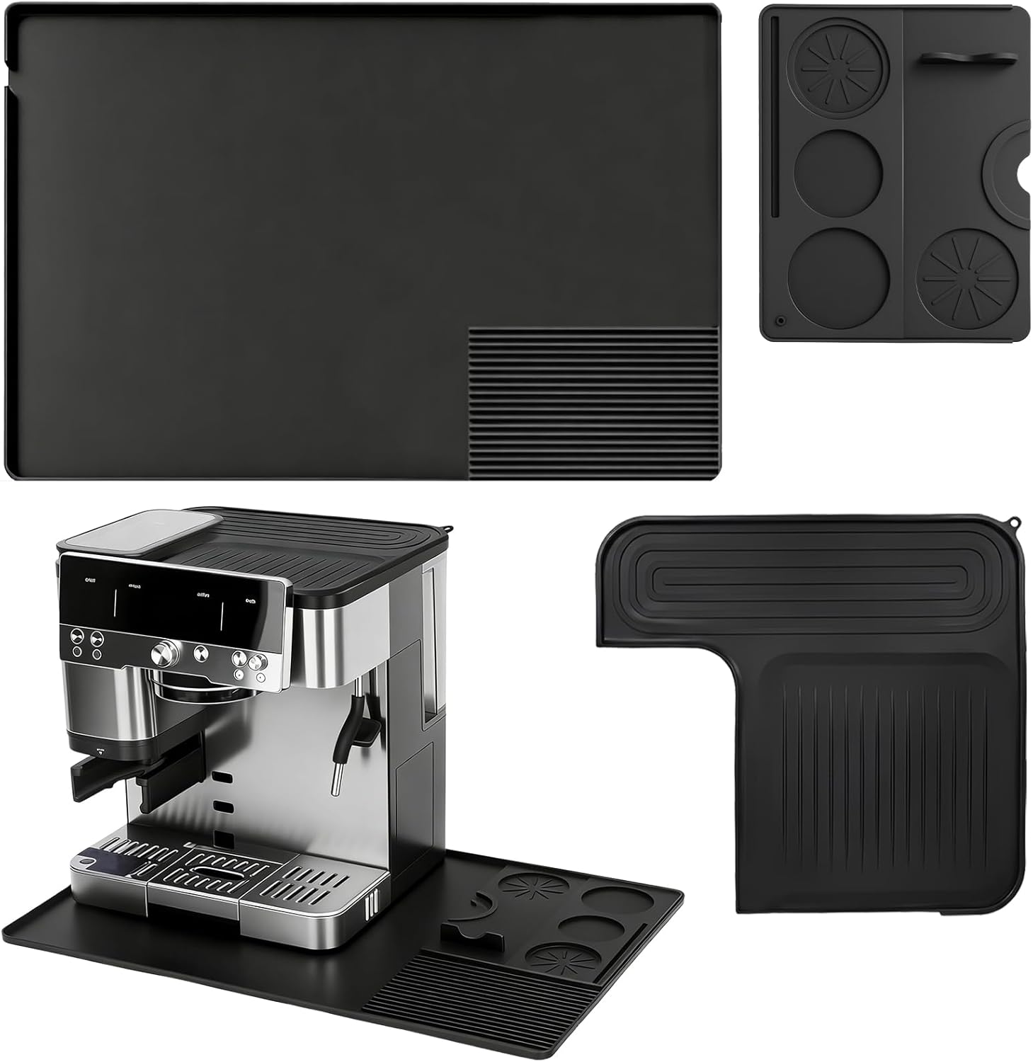 Paceray 3-in-1 Silicone Coffee Mat for Ninja Luxe Cafe Espresso Machine ES601 & ES701, Top Mat+Coffee Bar Mat+Espresso Tamping Mat, Anti-Slip Heat-Resistant Coffee Mat for Ninja luxe Cafe Accessories