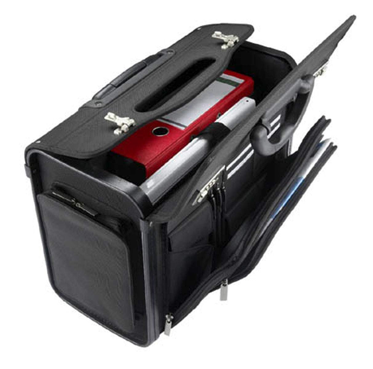 Pilotenkoffer Bowatex Aktenkoffer Business Koffer Trolley Nylon Schwarz 48 cm