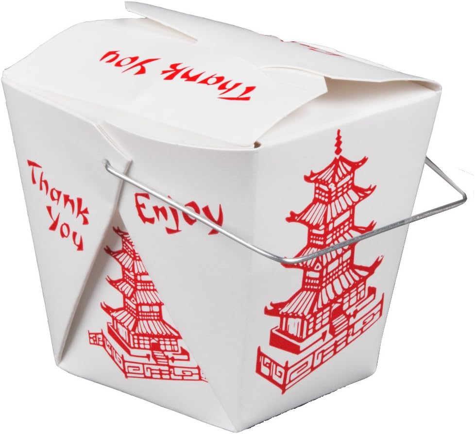 Pack of 15 Chinese Take Out Boxes PAGODA 32 oz / Quart Size Party Favor and Food Pail