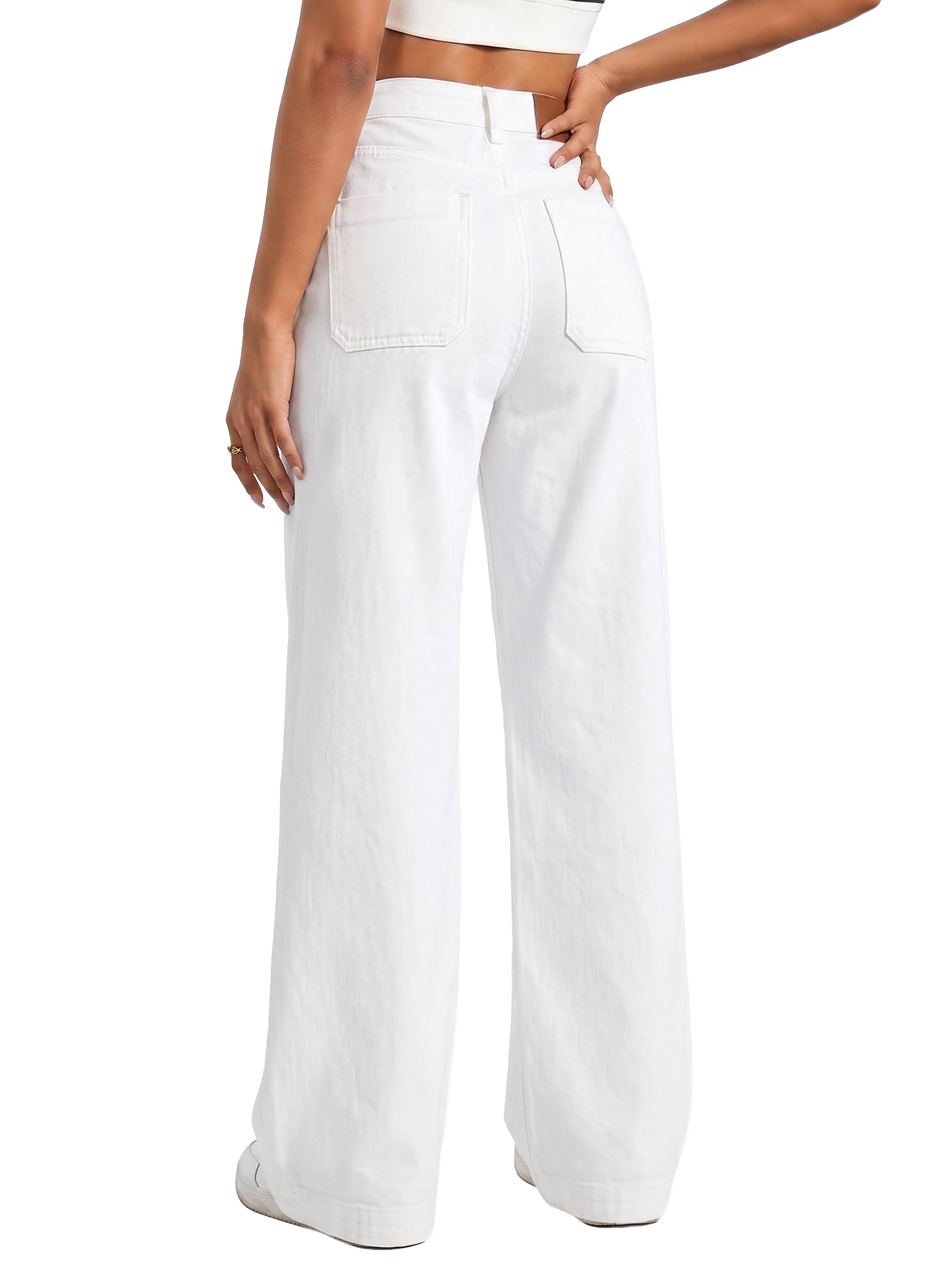 EMMIOL Baggy Jeans Damen Stretch Wide Leg High Waist Denim Hose | Straight Weites Bein Jeanshose Damen Baumwolle y2k Boyfriends Vintage Jeans Hosen mit Taschen